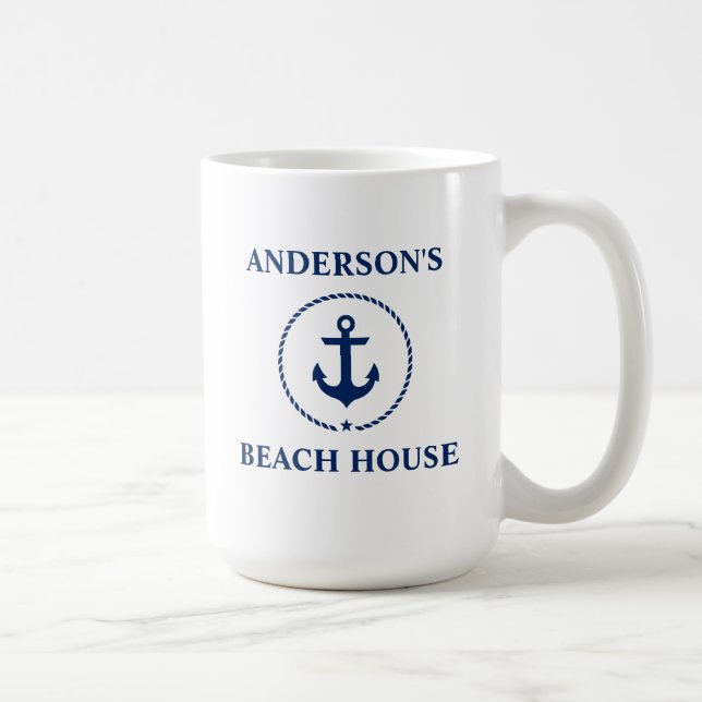 Beach House Blue Anchor Large i Nautical Family Na Kaffemugg (Höger)