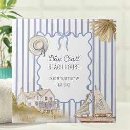 Beach House Blue Coastal Chic Blue Rand Kakelplatta