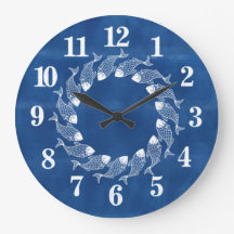 Beach House Blue Fish Large Clock
