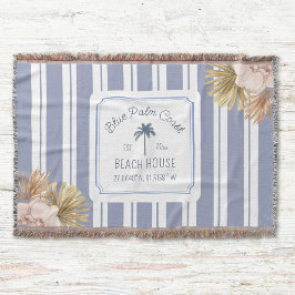 Beach House Blue Rand Coastal Boho Farmhouse Filt