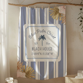 Beach House Blue Rand Coastal Boho Farmhouse Fleecefilt