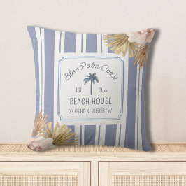 Beach House Blue Rand Coastal Boho Farmhouse Kudde