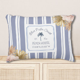 Beach House Blue Rand Coastal Boho Farmhouse Prydnadskudde