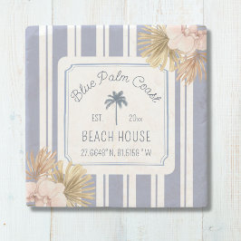 Beach House Blue Rand Coastal Boho Farmhouse Stenunderlägg