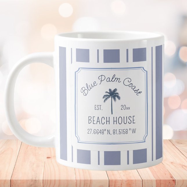 Beach House Blue Rand Coastal Farmhouse Jumbo Mugg (In situ)