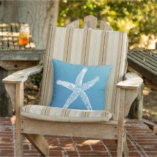 Beach House Blue Starfish Coastal  Kudde
