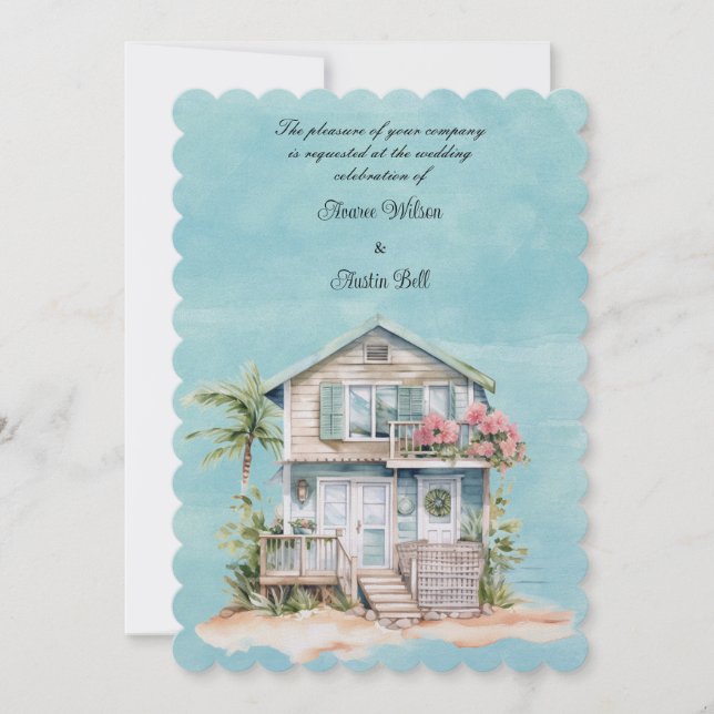 Beach House Bröllop Inbjudningar (Framsida)