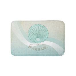 Beach House Clam Snäcka Aqua Blue ID623 Badrumsmatta