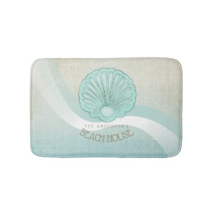 Beach House Clam Snäcka Aqua Blue ID623 Badrumsmatta
