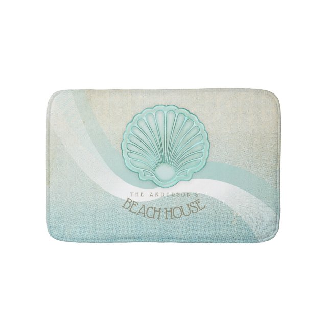 Beach House Clam Snäcka Aqua Blue ID623 Badrumsmatta (Framsidan)