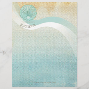 Beach House Clam Snäcka Aqua Blue ID623 Brevhuvud