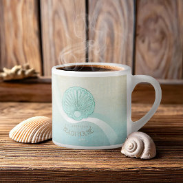 Beach House Clam Snäcka Aqua Blue ID623 Espressomugg