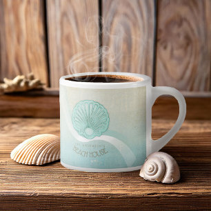 Beach House Clam Snäcka Aqua Blue ID623 Espressomugg