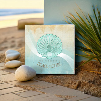 Beach House Clam Snäcka Aqua Blue ID623 Kakelplatta