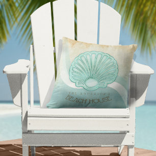 Beach House Clam Snäcka Aqua Blue ID623 Kudde