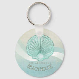 Beach House Clam Snäcka Aqua Blue ID623 Nyckelring