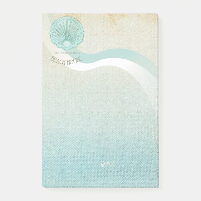 Beach House Clam Snäcka Aqua Blue ID623 Post-it Block (Framsida)