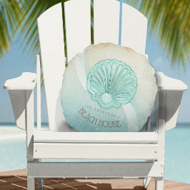 Beach House Clam Snäcka Aqua Blue ID623 Rund Kudde