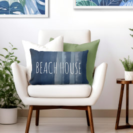 Beach House Coastal Navy Blue Lumbar Pillow Lumbarkudde