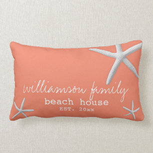 Beach House Coastal Starfish Light Coral Lumbarkudde