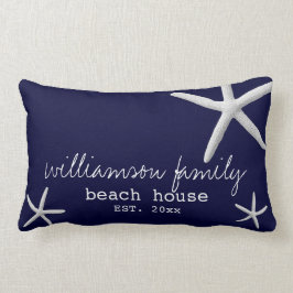 Beach House Coastal Starfish Navy Blue Lumbarkudde