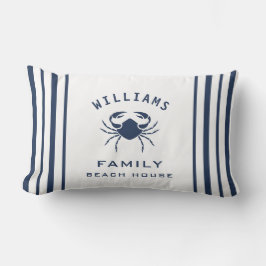 Beach House Crab, Namn Beach-familjen, blåvitblått Lumbarkudde