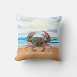 Beach House Crab Pillow Kudde