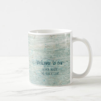 Beach House Driftwood Ocean Coastal Family Namn Kaffemugg