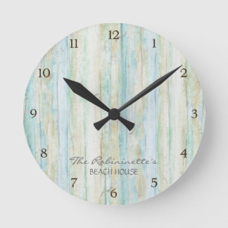 Beach House Driftwood Ocean Coastal Seashore Rund Klocka