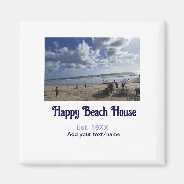 Beach house est. Add year photo latitude longitude Magnet (Framsidan)