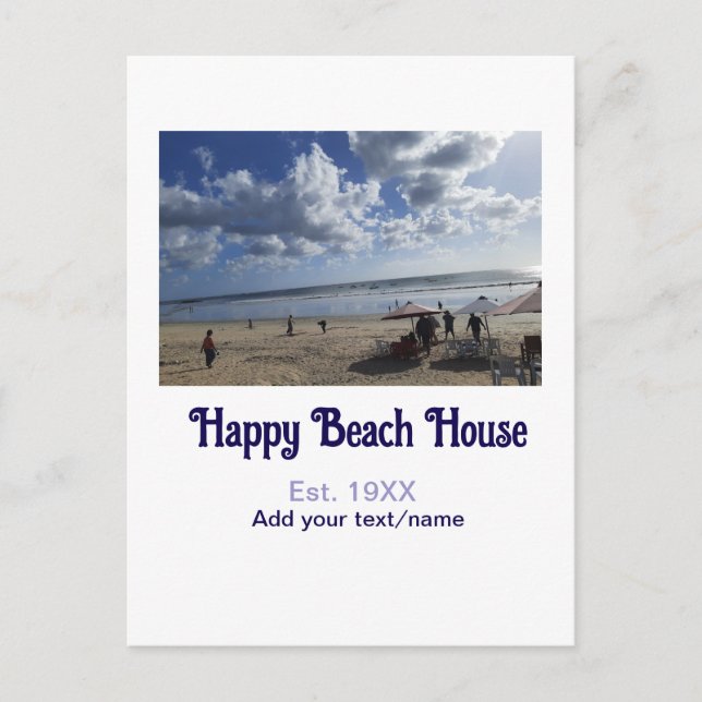 Beach house est. Lägg till årslängd för fotolatitu Vykort (Framsida)
