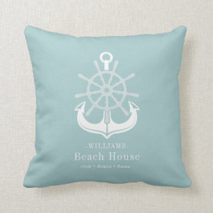 Beach House Family Namn Anchor Kudde