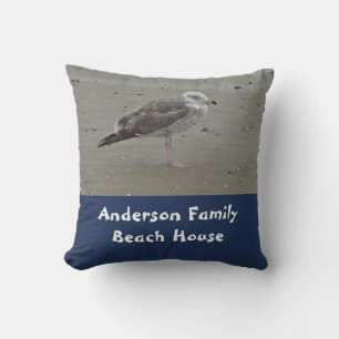 Beach House Family Namn Unik Shore Bird Fiskmås Kudde