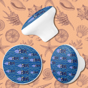 Beach House Fish Sjölandskap Seaside Fishman Knopp