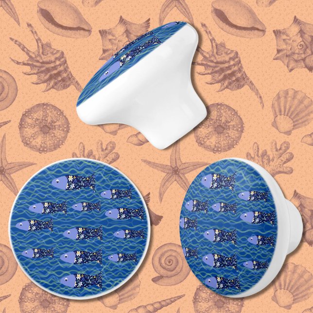 Beach House Fish Sjölandskap Seaside Fishman Knopp (Skapare uppladdad)