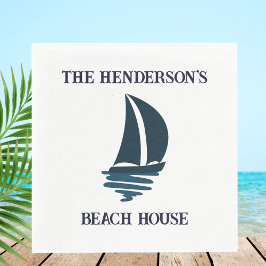 Beach House för chic Navy Blue Yacht Family Namn Pappersservett
