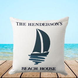 Beach House för Namn-båtar i marinblå Yacht Kudde