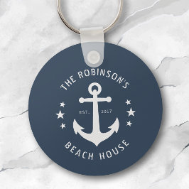 Beach House för Nautical Boat Anchor Family Namn Nyckelring
