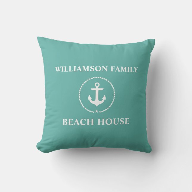 Beach House för Nautiska familjen Namn Kudde (Framsida)