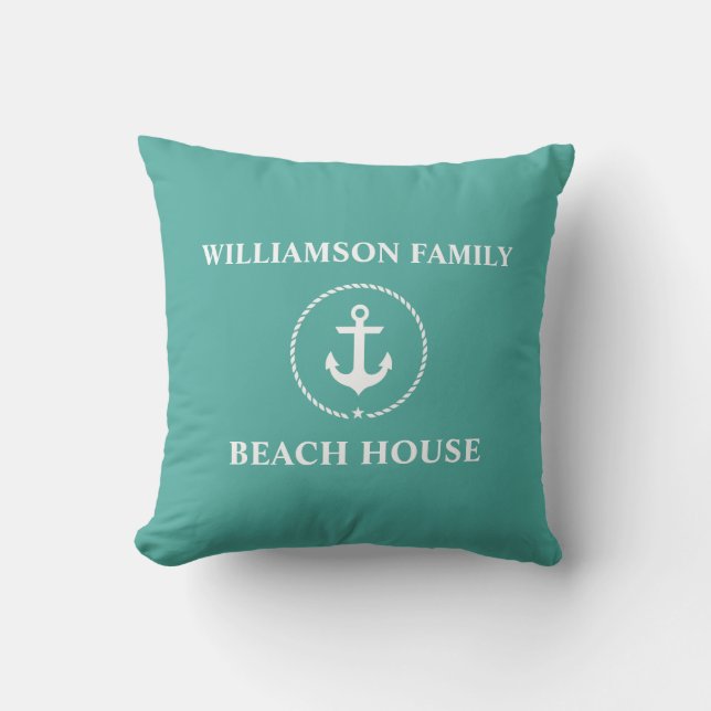 Beach House för Nautiska familjen Namn Kudde (Framsida)
