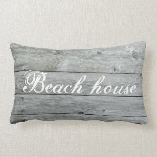 Beach House Grått Rustic Wood Anpassningsbar Coord Lumbarkudde