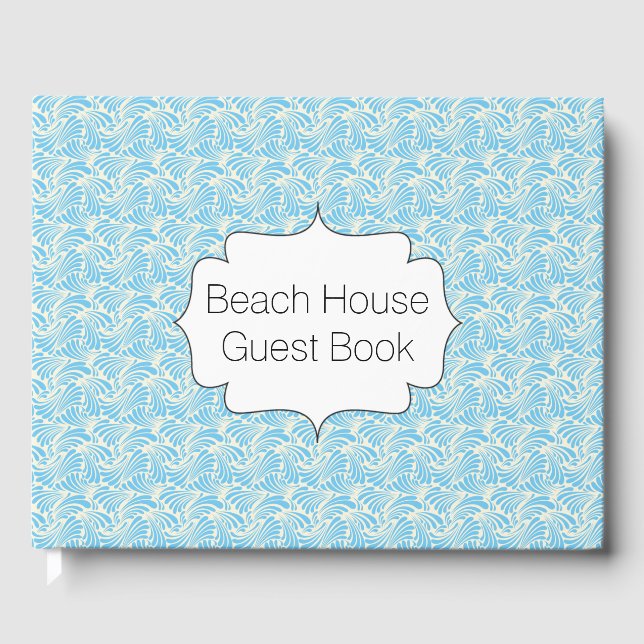 Beach House Guest Bok Modern Blue Wave Mönster (Framsida)