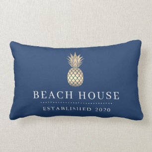 Beach House Guld Pineapple Lumbar Pillow Lumbarkudde