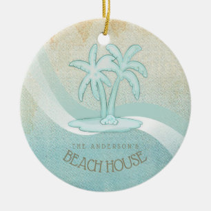 Beach House Handflatan Träd Aqua ID623 Julgransprydnad Keramik