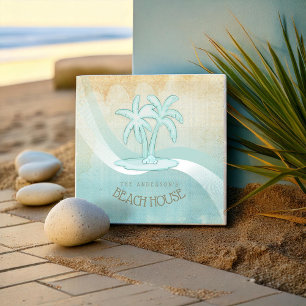 Beach House Handflatan Träd Aqua ID623 Kakelplatta