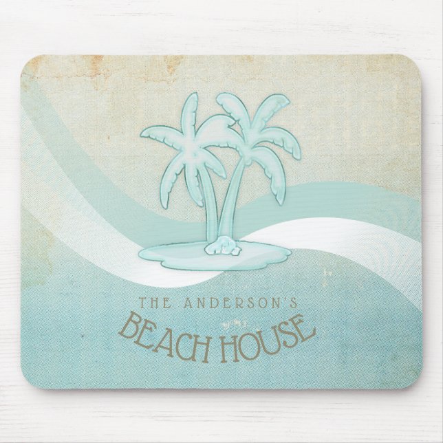 Beach House Handflatan Träd Aqua ID623 Musmatta (Framsidan)