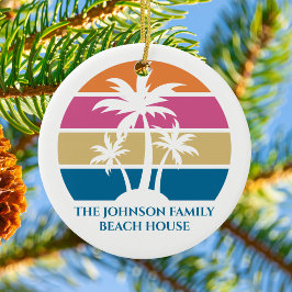 Beach House Handflatan Träd Cute Tropical Island A Julgransprydnad Keramik
