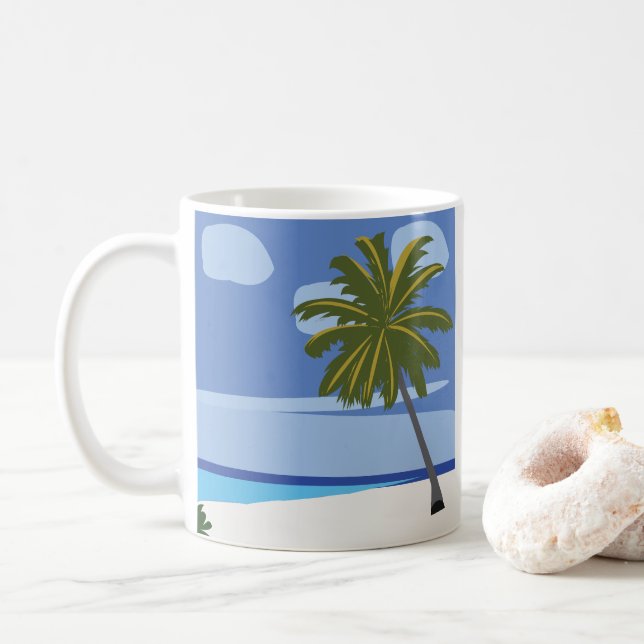Beach House Handflatan Träd Vacation Beach Kaffemugg (Med munk)
