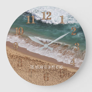 Beach House Insida Ocean Sea Life Quote Anpassning Stor Klocka