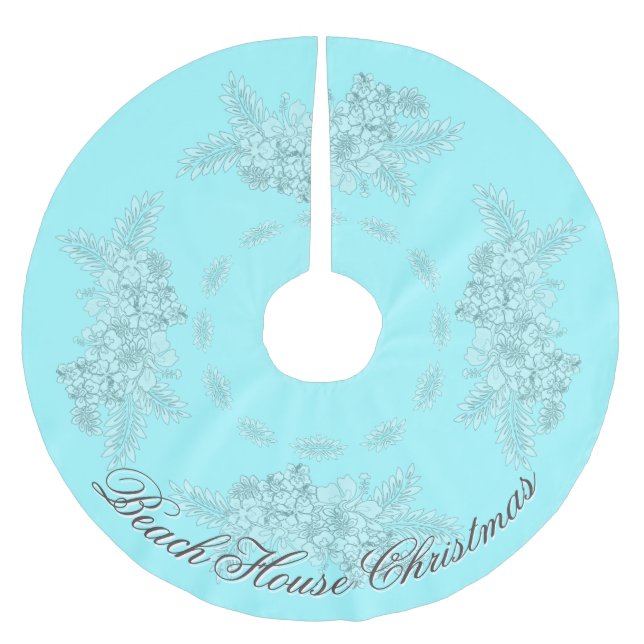 Beach House-jul Hibiscus Swag Mute Julgransmatta Borstad Polyester (Framsidan)